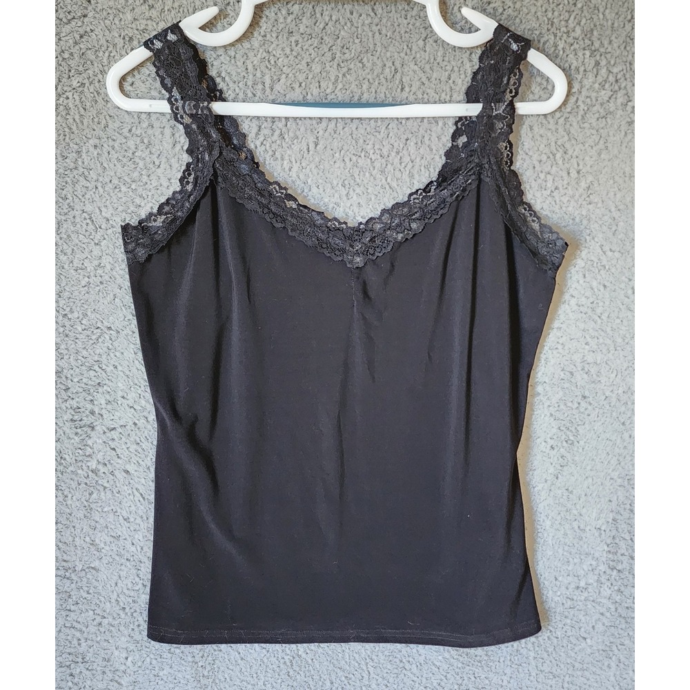 Joseph Ribkoff Camisole Women 12 Black Lace Trim V-Neck Tank Top Base Layering